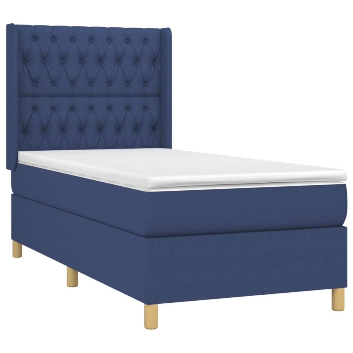 vidaXL Κρεβάτι Boxspring με Στρώμα & LED Μπλε 90x190 εκ. Υφασμάτινο