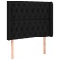 vidaXL Κρεβάτι Boxspring με Στρώμα & LED Μαύρο 90x200 εκ. Υφασμάτινο