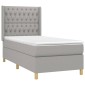 vidaXL Κρεβάτι Boxspring με Στρώμα & LED Αν.Γκρι 100x200εκ. Υφασμάτινο