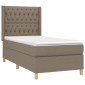 vidaXL Κρεβάτι Boxspring με Στρώμα & LED Taupe 100x200 εκ. Υφασμάτινο