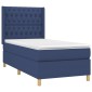 vidaXL Κρεβάτι Boxspring με Στρώμα & LED Μπλε 100x200 εκ. Υφασμάτινο