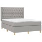 vidaXL Κρεβάτι Boxspring με Στρώμα & LED Αν.Γκρι 140x200εκ. Υφασμάτινο