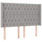 vidaXL Κρεβάτι Boxspring με Στρώμα & LED Αν.Γκρι 140x200εκ. Υφασμάτινο