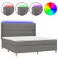 vidaXL Κρεβάτι Boxspring με Στρώμα & LED Σκ.Γκρι 160x200 εκ Υφασμάτινο