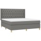 vidaXL Κρεβάτι Boxspring με Στρώμα & LED Σκ.Γκρι 160x200 εκ Υφασμάτινο