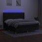 vidaXL Κρεβάτι Boxspring με Στρώμα & LED Μαύρο 160x200 εκ. Υφασμάτινο
