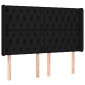 vidaXL Κρεβάτι Boxspring με Στρώμα & LED Μαύρο 160x200 εκ. Υφασμάτινο