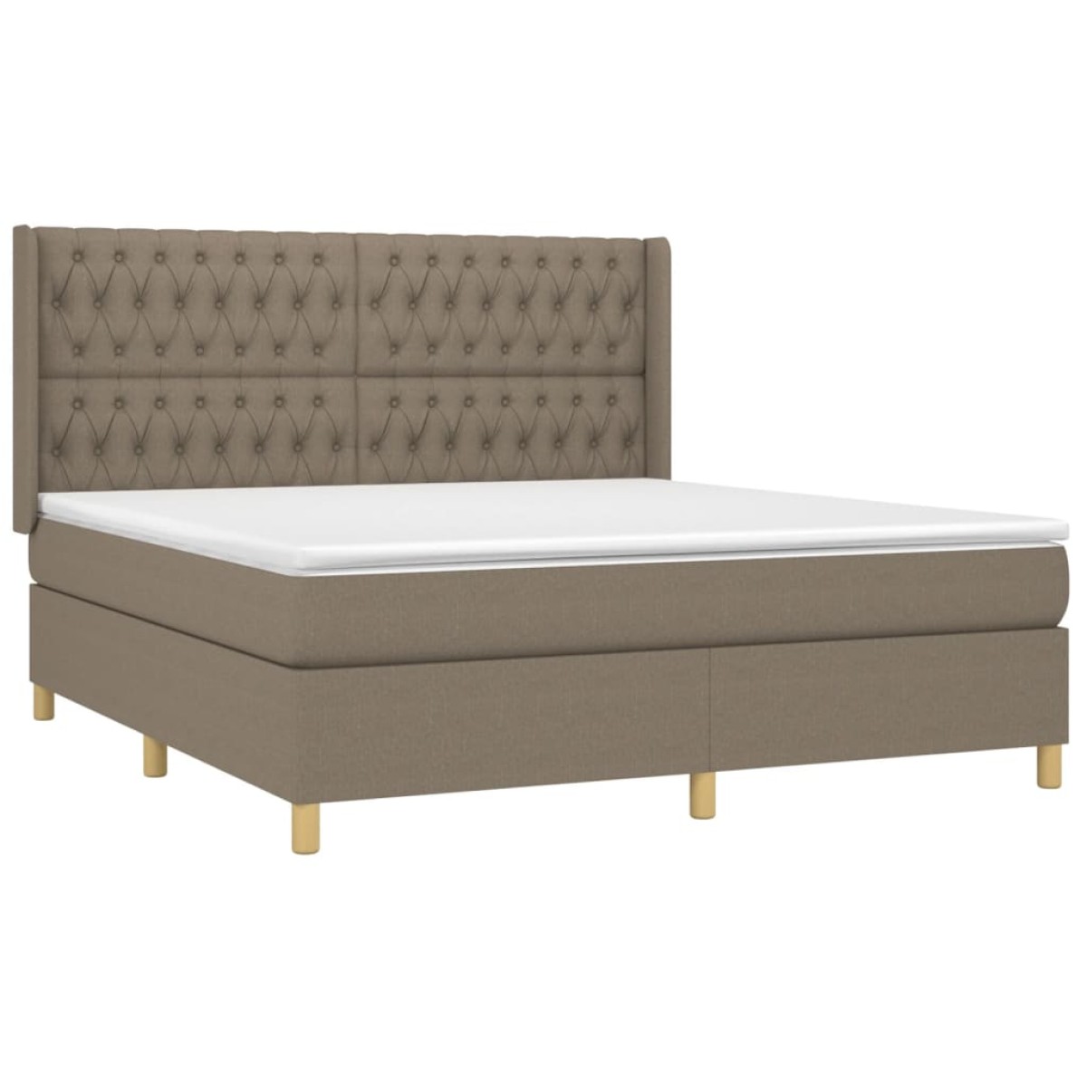 vidaXL Κρεβάτι Boxspring με Στρώμα & LED Taupe 180x200 εκ. Υφασμάτινο
