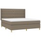 vidaXL Κρεβάτι Boxspring με Στρώμα & LED Taupe 180x200 εκ. Υφασμάτινο