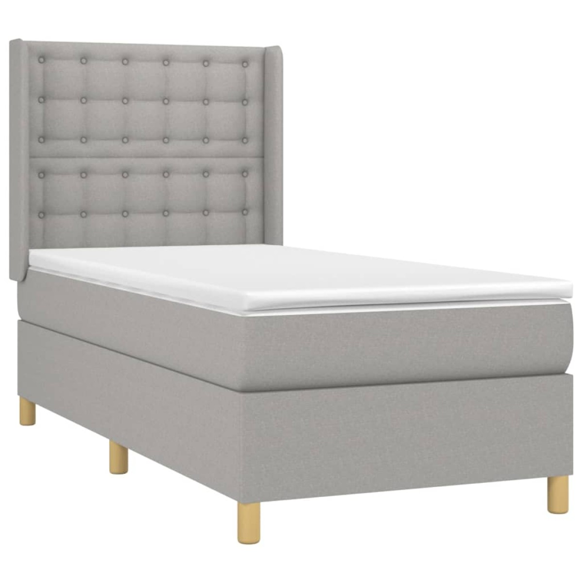 vidaXL Κρεβάτι Boxspring με Στρώμα & LED Αν.Γκρι 90x190 εκ. Υφασμάτινο