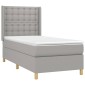 vidaXL Κρεβάτι Boxspring με Στρώμα & LED Αν.Γκρι 90x190 εκ. Υφασμάτινο
