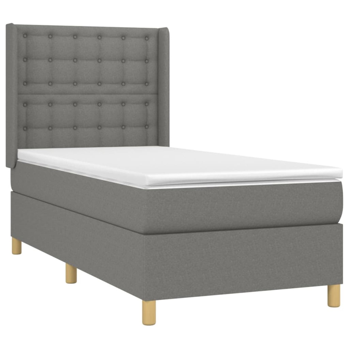 vidaXL Κρεβάτι Boxspring με Στρώμα & LED Σκ.Γκρι 90x190 εκ. Υφασμάτινο