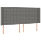 vidaXL Κρεβάτι Boxspring με Στρώμα & LED Σκ.Γκρι 180x200 εκ Υφασμάτινο