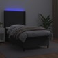 vidaXL Κρεβάτι Boxspring με Στρώμα & LED Μαύρο 90x190 εκ. Συνθ. Δέρμα