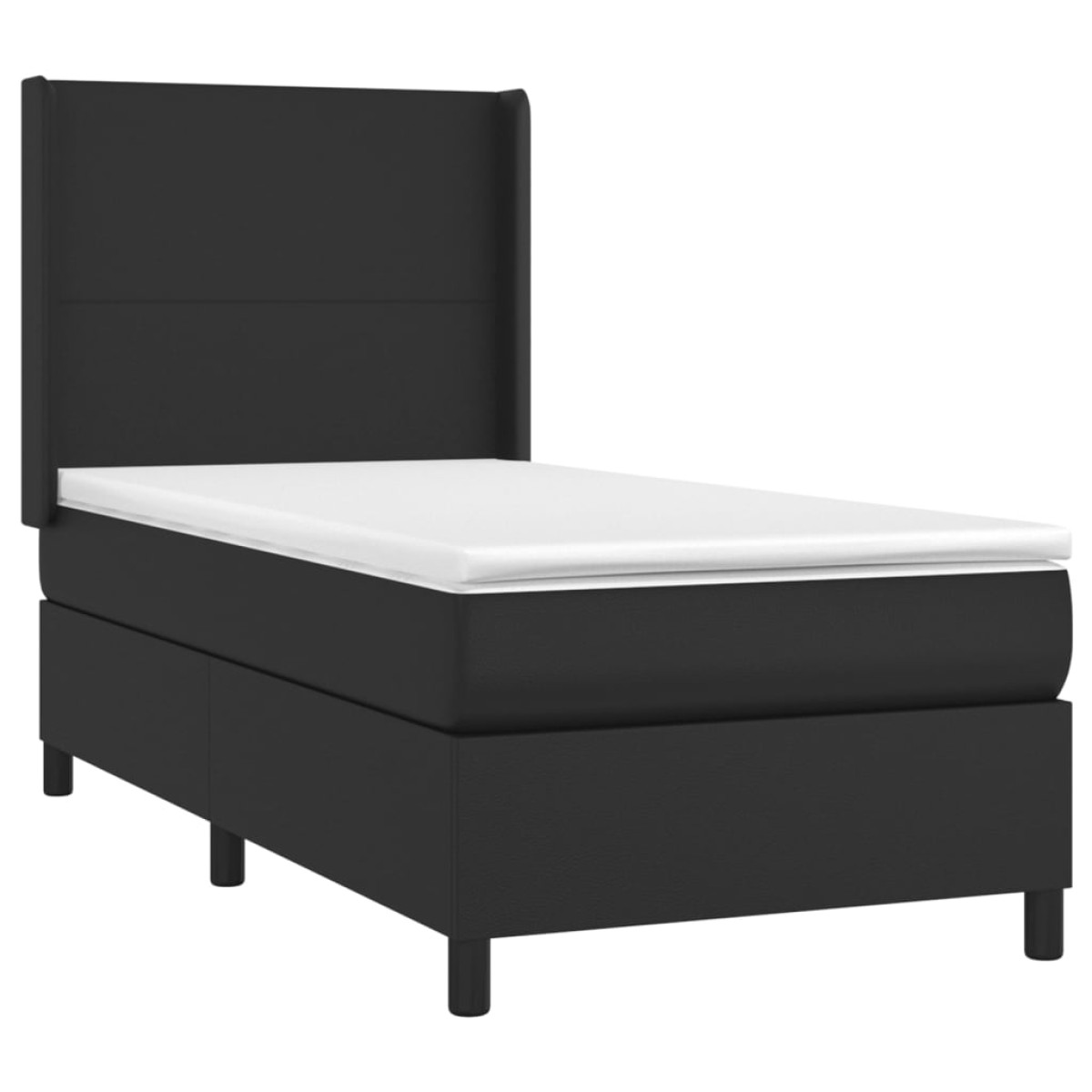 vidaXL Κρεβάτι Boxspring με Στρώμα & LED Μαύρο 90x190 εκ. Συνθ. Δέρμα