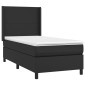 vidaXL Κρεβάτι Boxspring με Στρώμα & LED Μαύρο 90x190 εκ. Συνθ. Δέρμα