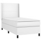 vidaXL Κρεβάτι Boxspring με Στρώμα & LED Λευκό 90x190 εκ. Συνθ. Δέρμα