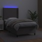 vidaXL Κρεβάτι Boxspring με Στρώμα & LED Γκρι 90x190 εκ. Συνθ. Δέρμα