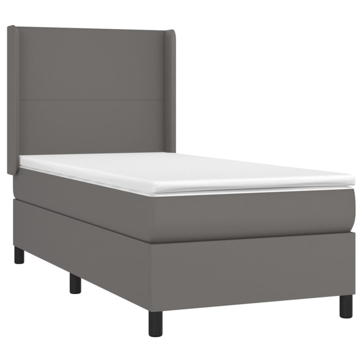 vidaXL Κρεβάτι Boxspring με Στρώμα & LED Γκρι 90x190 εκ. Συνθ. Δέρμα