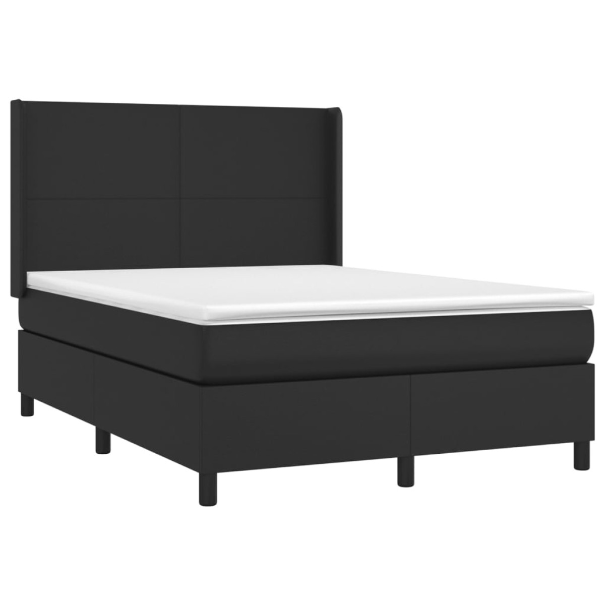 vidaXL Κρεβάτι Boxspring με Στρώμα & LED Μαύρο 140x190 εκ. Συνθ. Δέρμα