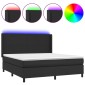 vidaXL Κρεβάτι Boxspring με Στρώμα & LED Μαύρο 160x200 εκ. Συνθ. Δέρμα
