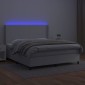 vidaXL Κρεβάτι Boxspring με Στρώμα & LED Λευκό 160x200 εκ. Συνθ. Δέρμα