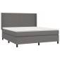 vidaXL Κρεβάτι Boxspring με Στρώμα & LED Γκρι 180x200 εκ. Συνθ. Δέρμα