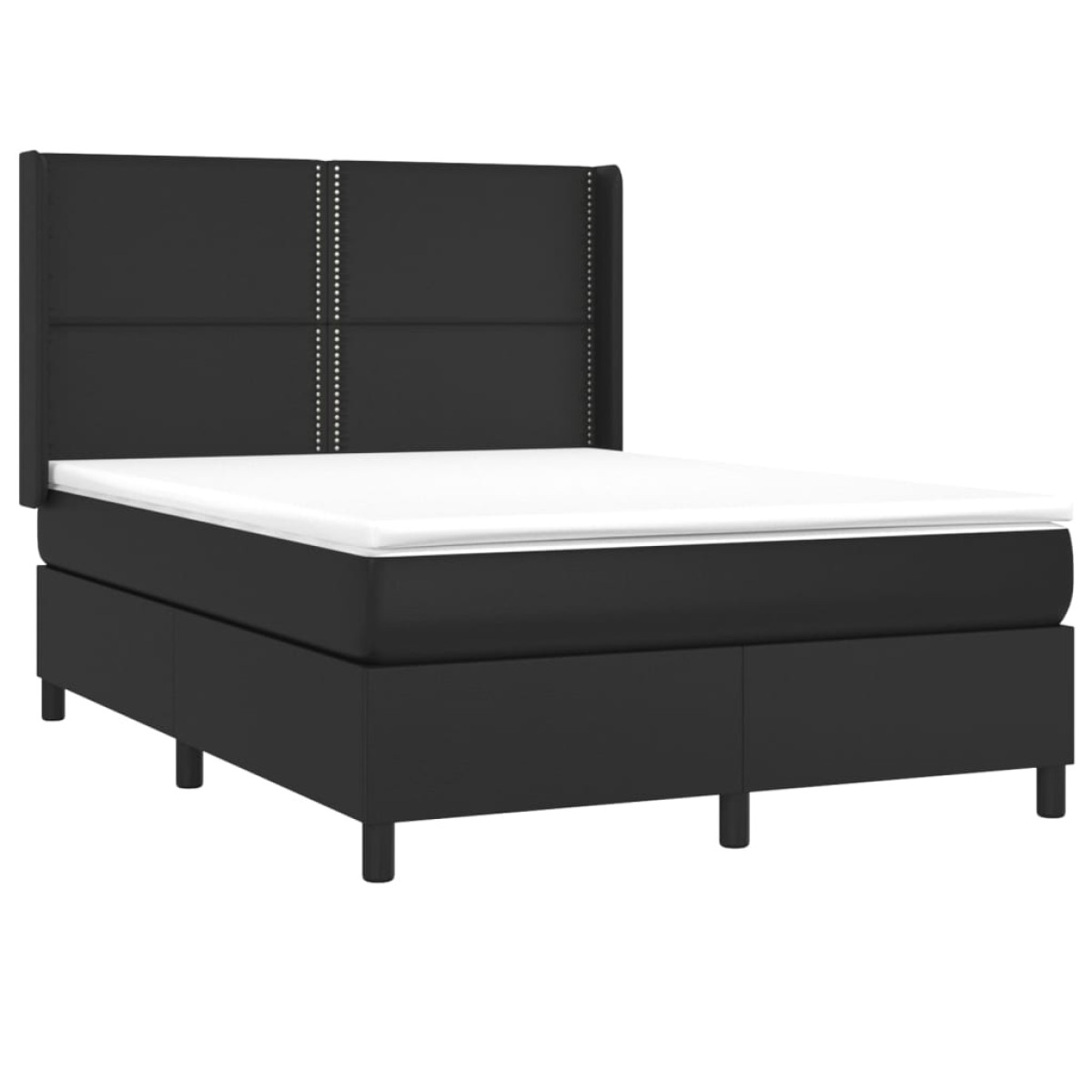 vidaXL Κρεβάτι Boxspring με Στρώμα & LED Μαύρο 140x200 εκ. Συνθ. Δέρμα