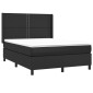 vidaXL Κρεβάτι Boxspring με Στρώμα & LED Μαύρο 140x200 εκ. Συνθ. Δέρμα