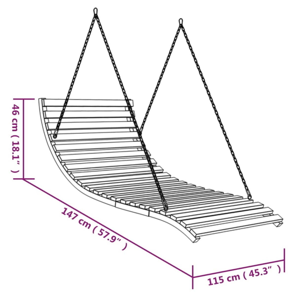 vidaXL Κούνια 115x147x46 εκ. από Μασίφ Λυγισμένο Ξύλο Φινίρισμα Teak