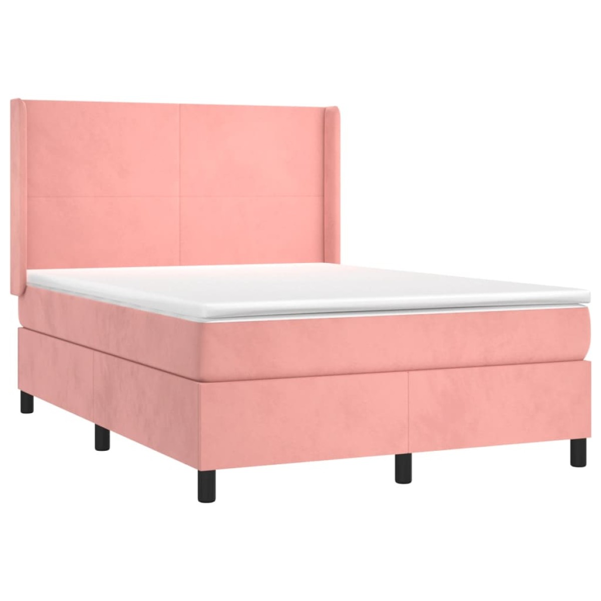 vidaXL Κρεβάτι Boxspring με Στρώμα & LED Ροζ 140x200 εκ. Βελούδινο