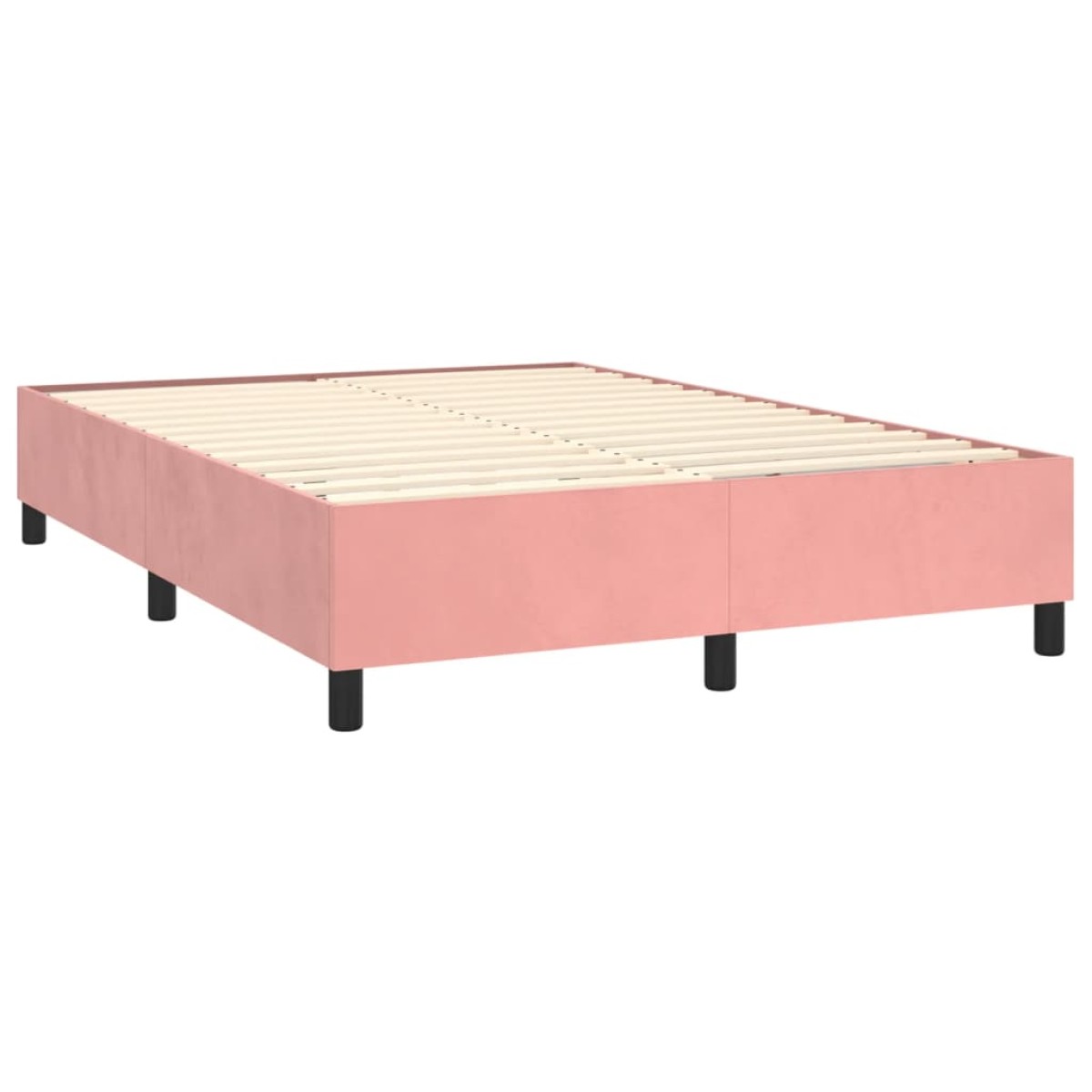 vidaXL Κρεβάτι Boxspring με Στρώμα & LED Ροζ 140x200 εκ. Βελούδινο