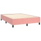 vidaXL Κρεβάτι Boxspring με Στρώμα & LED Ροζ 140x200 εκ. Βελούδινο
