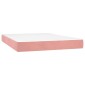 vidaXL Κρεβάτι Boxspring με Στρώμα & LED Ροζ 140x200 εκ. Βελούδινο