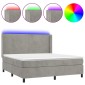 vidaXL Κρεβάτι Boxspring με Στρώμα & LED Αν.Γκρι 180x200 εκ. Βελούδινο