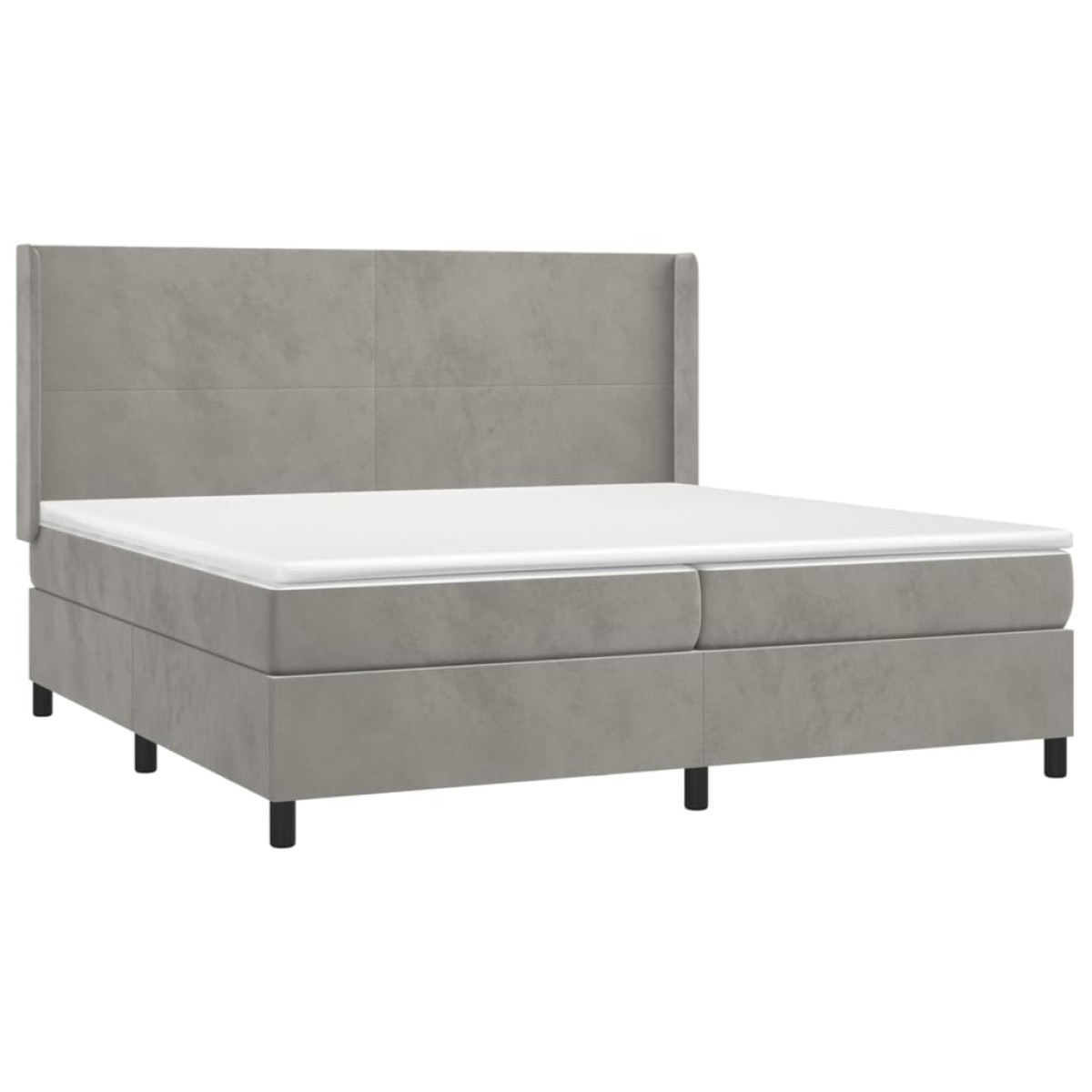 vidaXL Κρεβάτι Boxspring με Στρώμα & LED Αν.Γκρι 200x200 εκ. Βελούδινο
