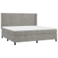 vidaXL Κρεβάτι Boxspring με Στρώμα & LED Αν.Γκρι 200x200 εκ. Βελούδινο
