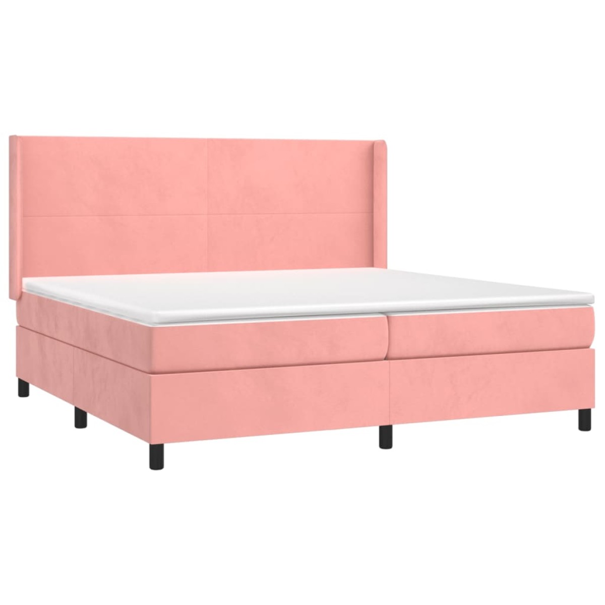 vidaXL Κρεβάτι Boxspring με Στρώμα & LED Ροζ 200x200 εκ. Βελούδινο