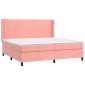 vidaXL Κρεβάτι Boxspring με Στρώμα & LED Ροζ 200x200 εκ. Βελούδινο