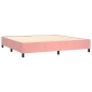 vidaXL Κρεβάτι Boxspring με Στρώμα & LED Ροζ 200x200 εκ. Βελούδινο