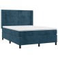 vidaXL Κρεβάτι Boxspring με Στρώμα & LED Σκ. Μπλε 140x200εκ. Βελούδινο