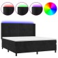 vidaXL Κρεβάτι Boxspring με Στρώμα & LED Μαύρο 160x200 εκ. Βελούδινο