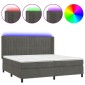 vidaXL Κρεβάτι Boxspring με Στρώμα & LED Σκ. Γκρι 200x200εκ. Βελούδινο