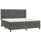 vidaXL Κρεβάτι Boxspring με Στρώμα & LED Σκ. Γκρι 200x200εκ. Βελούδινο