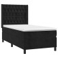 vidaXL Κρεβάτι Boxspring με Στρώμα & LED Μαύρο 80x200 εκ. Βελούδινο