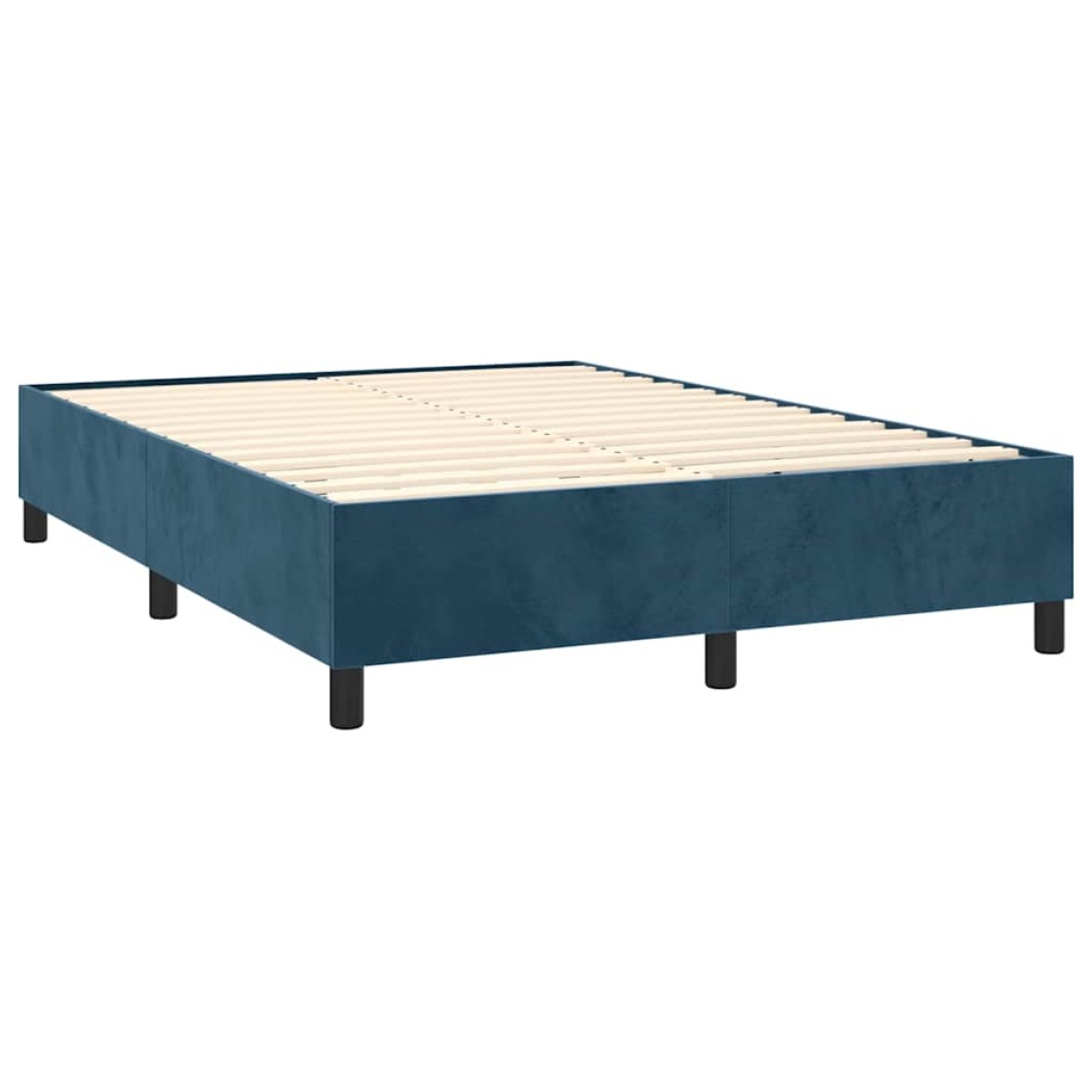 vidaXL Κρεβάτι Boxspring με Στρώμα & LED Σκ. Μπλε 140x200εκ. Βελούδινο
