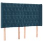 vidaXL Κρεβάτι Boxspring με Στρώμα & LED Σκ. Μπλε 140x200εκ. Βελούδινο