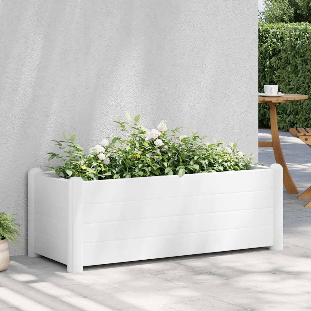 vidaXL Ζαρντινιέρα Υπερυψωμένη Λευκή 100 x 43 x 35 εκ. Πολυπροπυλένιο