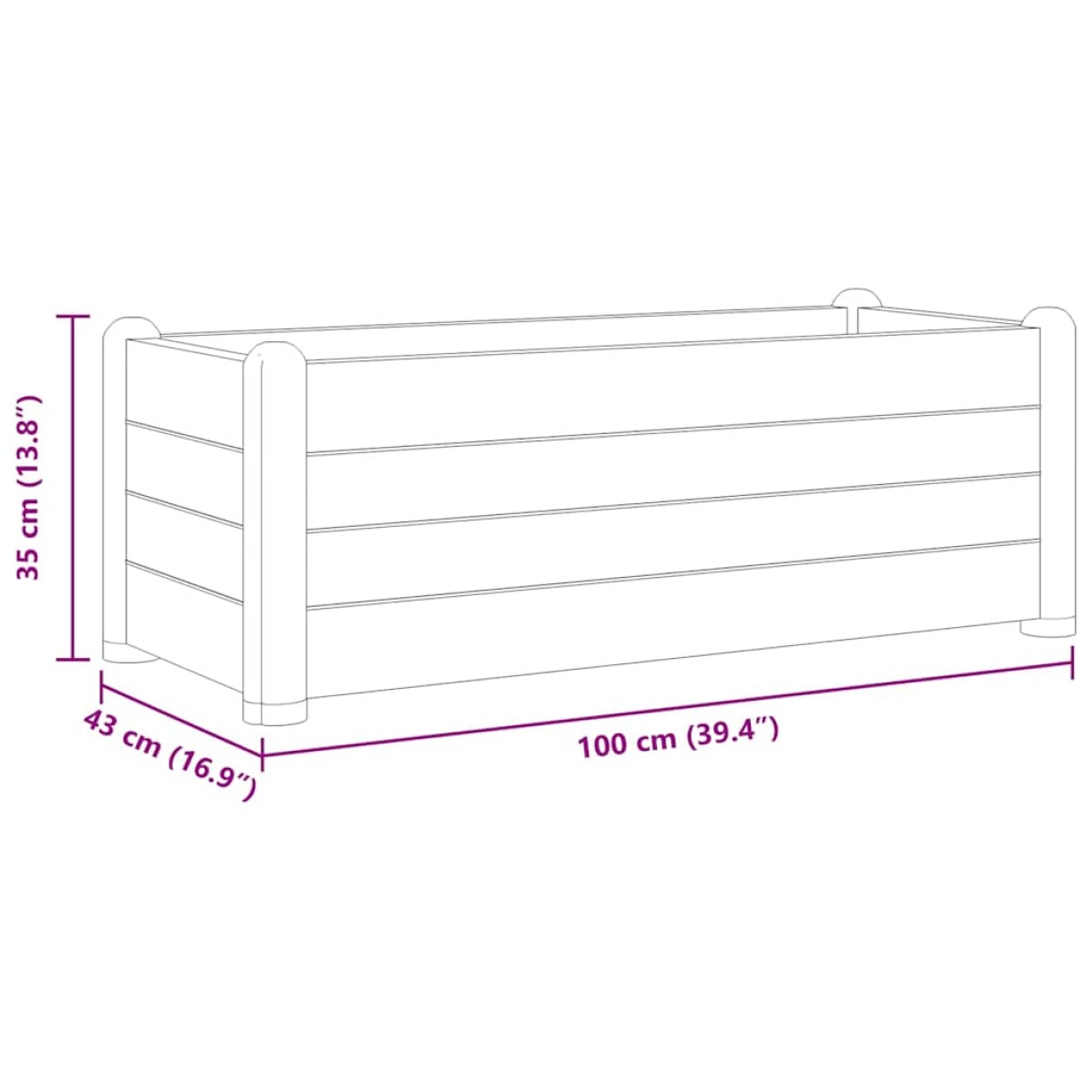 vidaXL Ζαρντινιέρα Υπερυψωμένη Λευκή 100 x 43 x 35 εκ. Πολυπροπυλένιο
