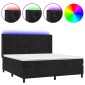 vidaXL Κρεβάτι Boxspring με Στρώμα & LED Μαύρο 180x200 εκ. Βελούδινο